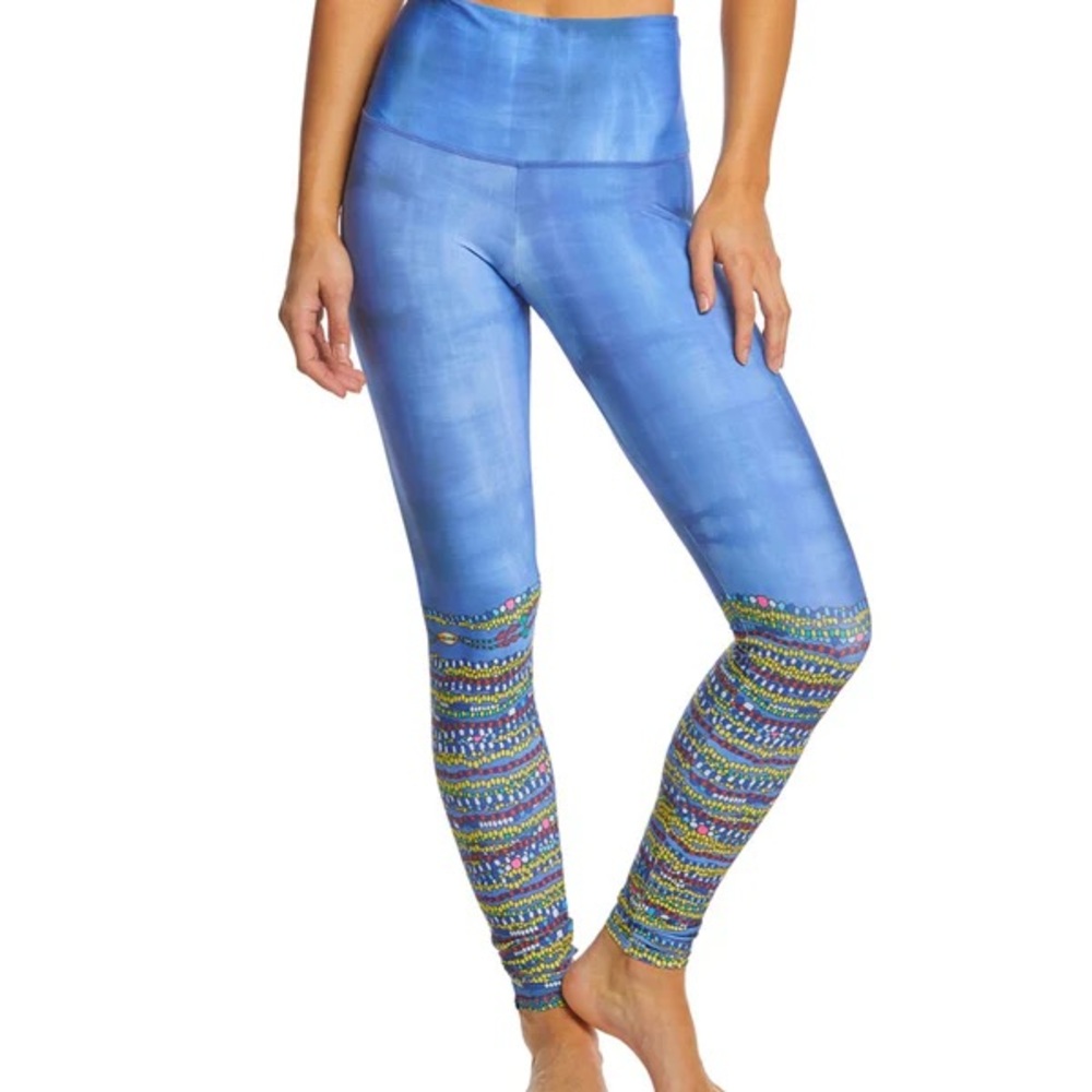 Onzie High-Waist Blue Printed Leggings for Women M/L